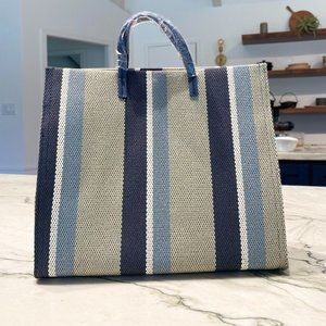 NWT Anthropologie Canvas Stripe Simple Tote Handbag